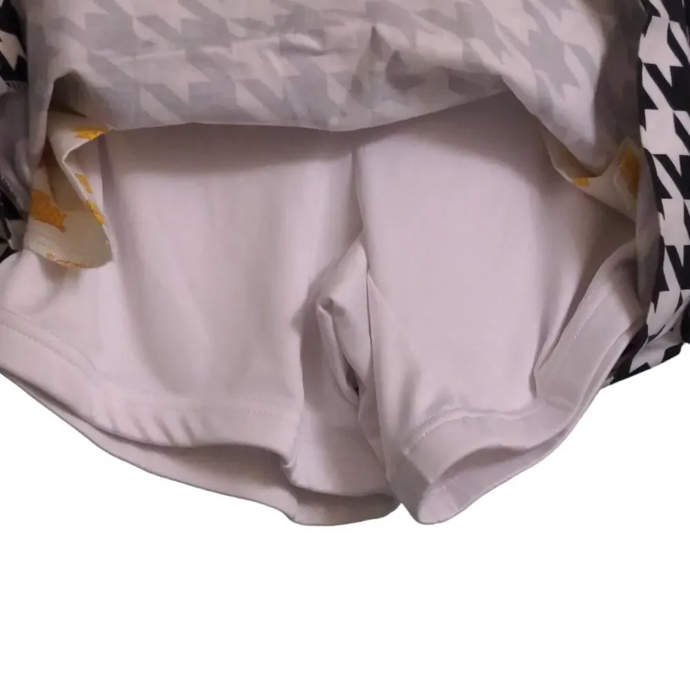 Loudmouth Ladies Golf Mini Skort Black White Houndstooth Palm Beaches Logo L - Picture 6 of 10